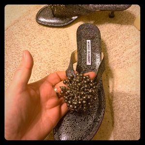 Authentic Manolo Blahnik slides mules 40.5 10.5